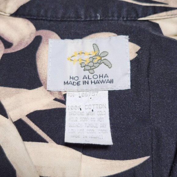 Ho Aloha Palm Branches Hawaiian Aloha Shirt Mens Button-up Large Blue - Picture 5 of 6